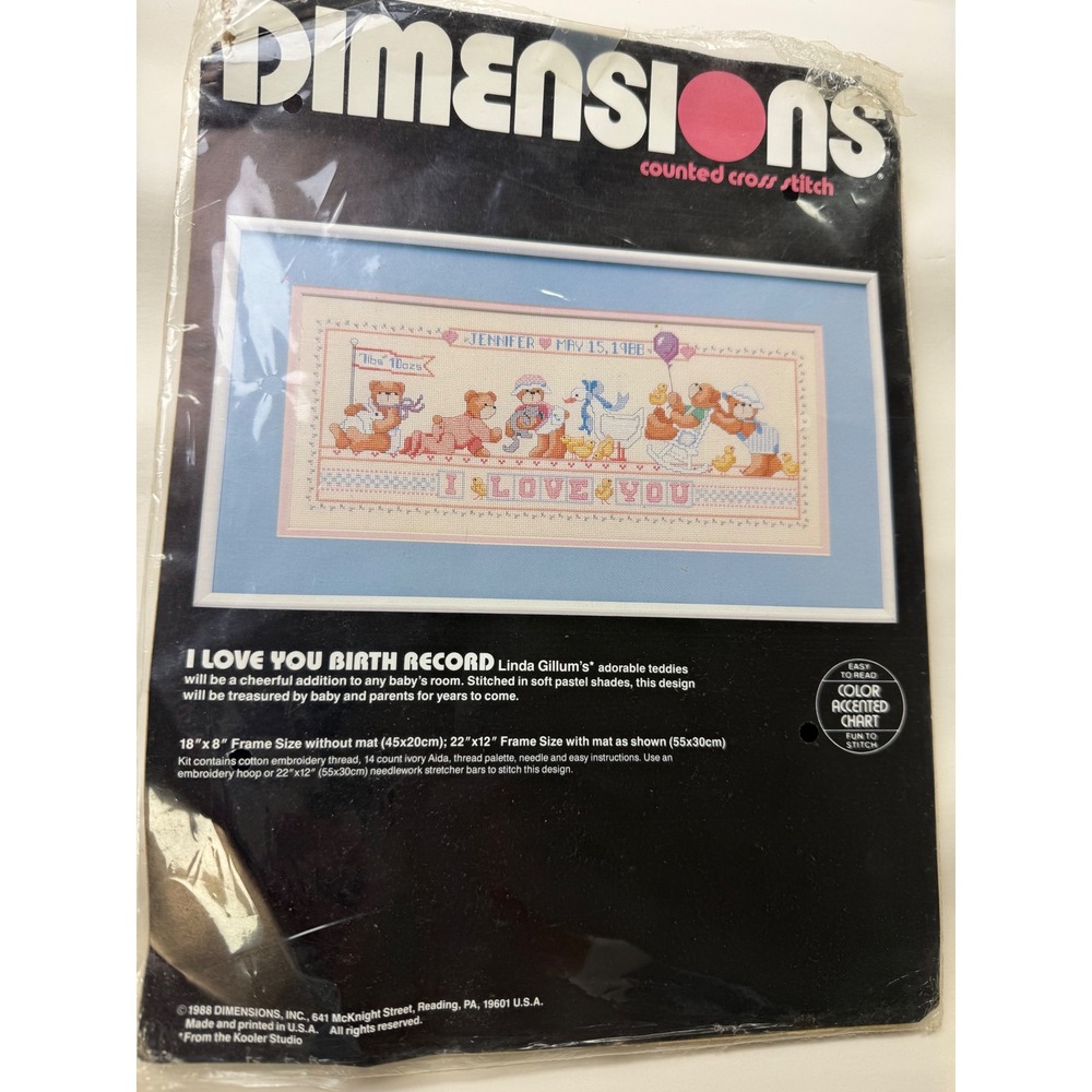Vintage Dimensions "I Love You Birth Record" Counted Cross Stitch Kit